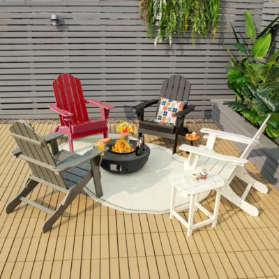 Hivvago Foldable Weather Resistant Patio Chair With Built-in Cup Holder-red In Multi