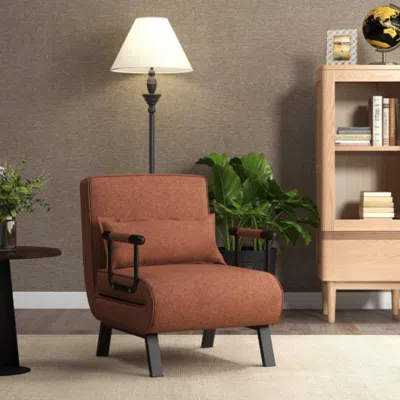 Hivvago Folding 6 Position Convertible Sleeper Bed Armchair Lounge Couch With Pillow-brown