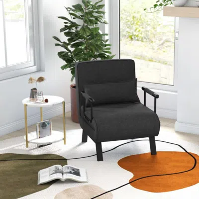 Hivvago Folding 6 Position Convertible Sleeper Bed Armchair Lounge Couch With Pillow-gray