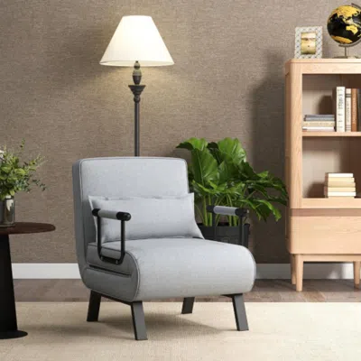 Hivvago Folding 6 Position Convertible Sleeper Bed Armchair Lounge Couch With Pillow-light Gray