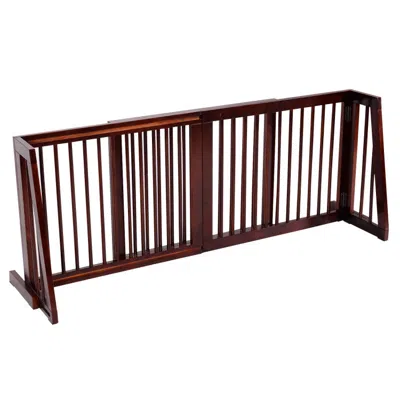 Hivvago Folding Adjustable Free Standing 3 Panel Wood Fence In Red