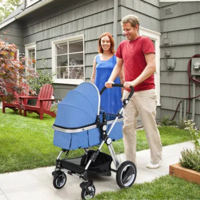 Hivvago Folding Aluminum Baby Stroller Baby Jogger With Diaper Bag-blue