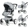 Hivvago Folding Aluminum Infant Reversible Stroller With Diaper Bag-beige