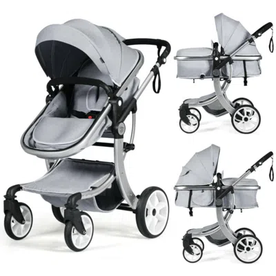 Hivvago Folding Aluminum Infant Reversible Stroller With Diaper Bag-beige