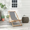 Hivvago Folding Bamboo Sling Chair With Adjustable Backrest And Canvas-natural