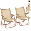 Hivvago Folding Camp Chairs Set Of 2 Lightweight Beach Chairs In Neutral