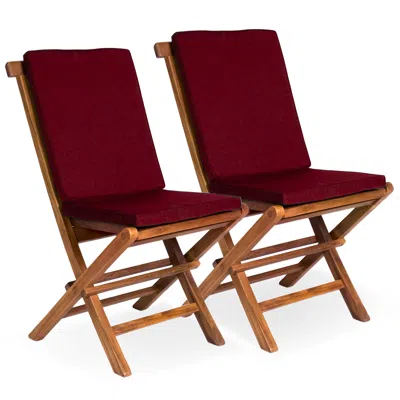 Hivvago Folding Chair Set With Red Cushions