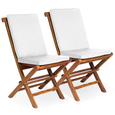 Hivvago Folding Chair Set With White Cushions