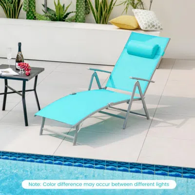 Hivvago Folding Chaise Lounge Chair Outdoor Reclining Chair For Backyard-tuiquoise In Blue