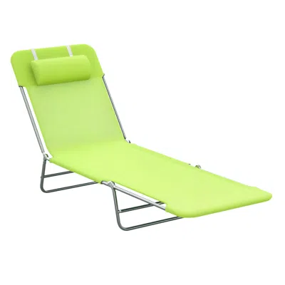 Hivvago Folding Chaise Lounge Chairs With Pillow & Reclining Back In Green