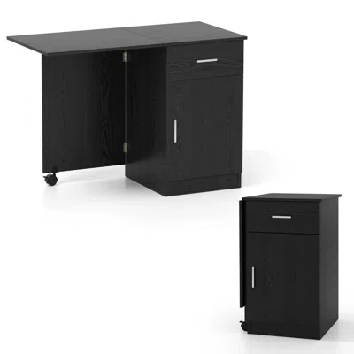 Hivvago Folding Computer Desk With Drawer Mobile Home Office Desk With Cabinet