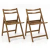 Hivvago Folding Dining Chair Set Of 2 With Rubber Wood Frame And Slatted Seat-walnut