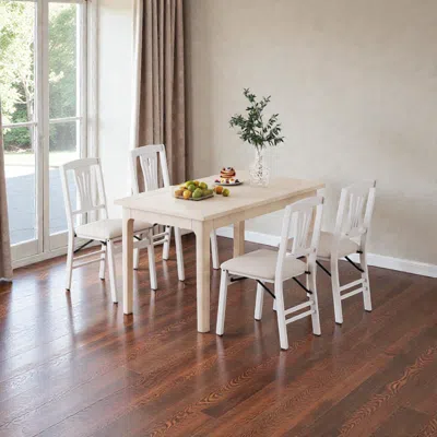 Hivvago Folding Dining Chair Set Of 4 With Plush Upholstered Seats In White