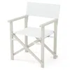 Hivvago Folding Director Chair With Acacia Wood Frame And Machine Washable Oxford Fabric-off White