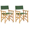 Hivvago Folding Director's Chairs Set Of 2, X Shape Base, Acacia Wood, Green In Green