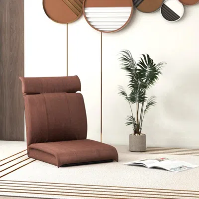 Hivvago Folding Floor Chair With 14-poistion Adjustable Backrest And 5-position Adjustable Headrest-brown