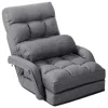 Hivvago Folding Lazy Floor Chair Sofa With Armrests And Pillow-gray