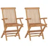 Hivvago Folding Outdoor Chair Set Of 2, Brown Solid Teak Wood, Slatted Back In Brown