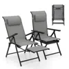 Hivvago Folding Patio Chairs Set Of 2 With 10-level Adjustable Backrests And Armrests-grey