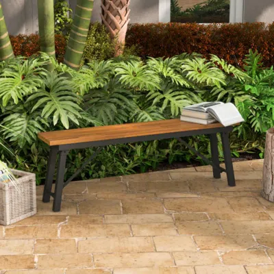 Hivvago Folding Picnic Bench Set Rectangular Acacia Wood Dining Camping Bbq Benches In Brown