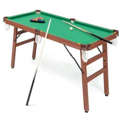 Hivvago Folding Portable Billiards Table Game Set With Adjustable Foot Levelers In Brown