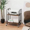 Hivvago Folding Rolling Cart With Metal Frame-2-tier