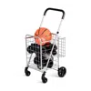 Hivvago Folding Shopping Cart Basket Rolling Trolley With Adjustable Handle-silver