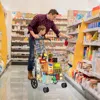 Hivvago Folding Shopping Cart For Laundry With Swiveling Wheels And Dual Storage Baskets-black