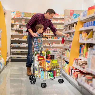 Hivvago Folding Shopping Cart For Laundry With Swiveling Wheels And Dual Storage Baskets-black