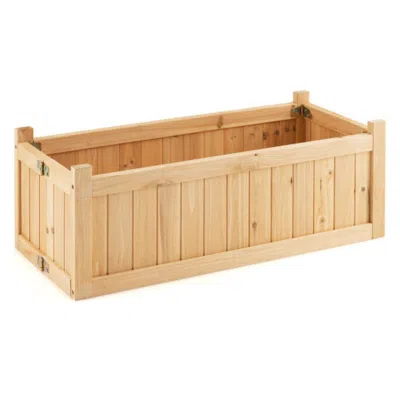 Hivvago Folding Wooden Raised Garden Bed With Removable Bottom For Herbs Fruits Flowers In Neutral