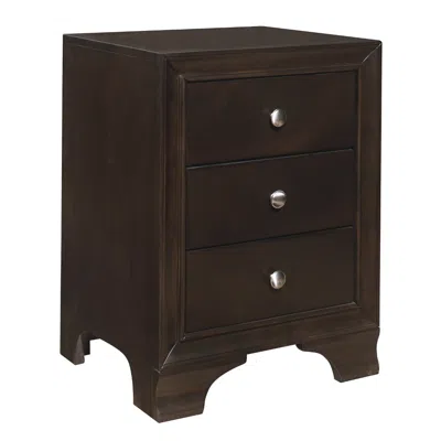 Hivvago Folu 26 Inch Nightstand, Usb Port, 3 Drawers With Chrome Knobs, Brown