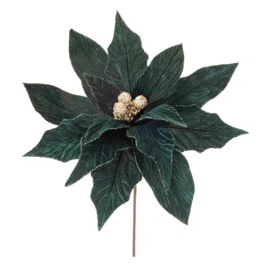 Hivvago Forest Green Poinsettia Stem (set Of 2)