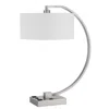 Hivvago Fory Table Lamp, 2 Outlets, 1 Usb Port, Curved Chrome Steel 26 Inch In Metallic