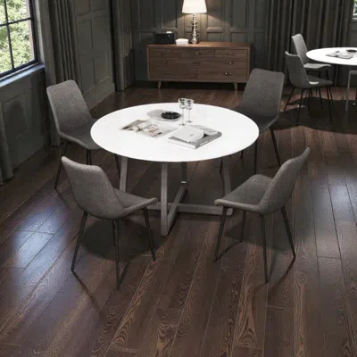 Hivvago Four Upholstered Dining Chairs With Metal Frames And Cushioned Back Support In Gray