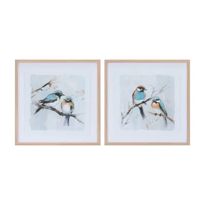 Hivvago Framed Bird Couple Wall Print (set Of 2) In Multi