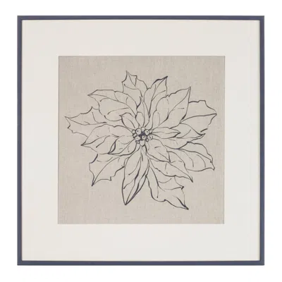 Hivvago Framed Poinsettia Print Under Glass 20"sq In Neutral