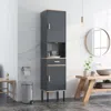 Hivvago Free-standing Bathroom Cabinet Narrow Linen With Doors And Drawer-gray