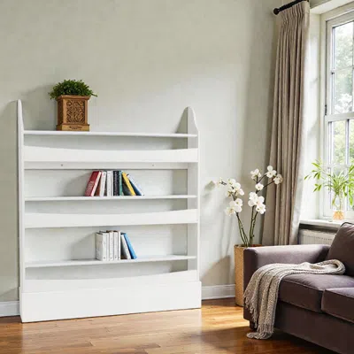 Hivvago Freestanding 3-layer Bookshelf With Safety Straps And Open Display Design In White