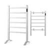 Hivvago Freestanding And Wall-mounted 6 Bars Towel Warmer With Timer And Led Display In Silver