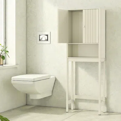 Hivvago Freestanding Bathroom Cabinet With Decorative Fluted Doors For Over-toilet Storage