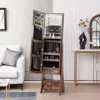Hivvago Freestanding Full Length Led Mirrored Jewelry Armoire With 6 Drawers-rustic Brown