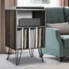 Hivvago Freestanding Record Player Stand Record Storage Cabinet With Metal Legs-gray
