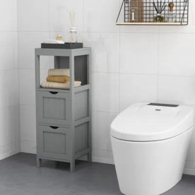 Hivvago Freestanding Storage Cabinet With 2 Removable Drawers For Bathroom-gray