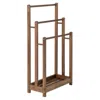 Hivvago Freestanding Towel Rack 3-bar Hand Towel Drying Stand With Bottom Storage Shelf-rustic Brown