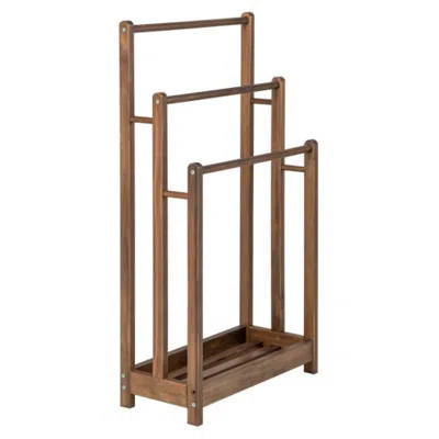 Hivvago Freestanding Towel Rack 3-bar Hand Towel Drying Stand With Bottom Storage Shelf-rustic Brown