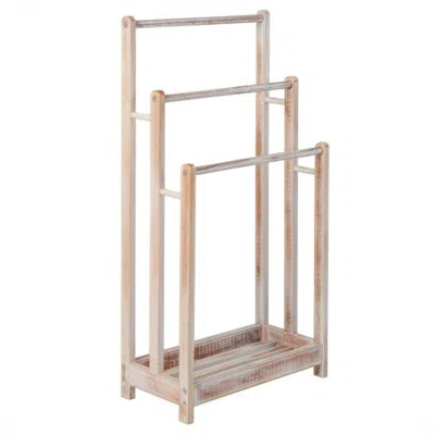Hivvago Freestanding Towel Rack 3-bar Hand Towel Drying Stand With Bottom Storage Shelf-white
