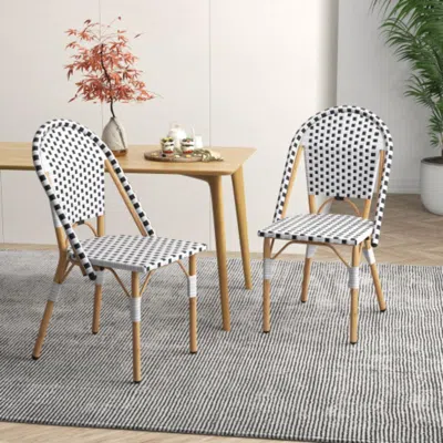 Hivvago French Bistro Chair Set Of 2 With Galvanized Metal Framex-white