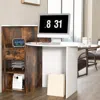 Hivvago Front Reception Office Desk With Open Shelf And Lockable Drawer-rustic Brown