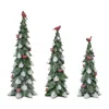 Hivvago Frosted Cardinal Pine Tree (set Of 3) In Green