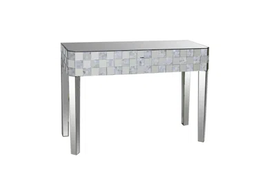 Hivvago Frosted Chequered Pattern Console Table In Rectangular Shape, Clear